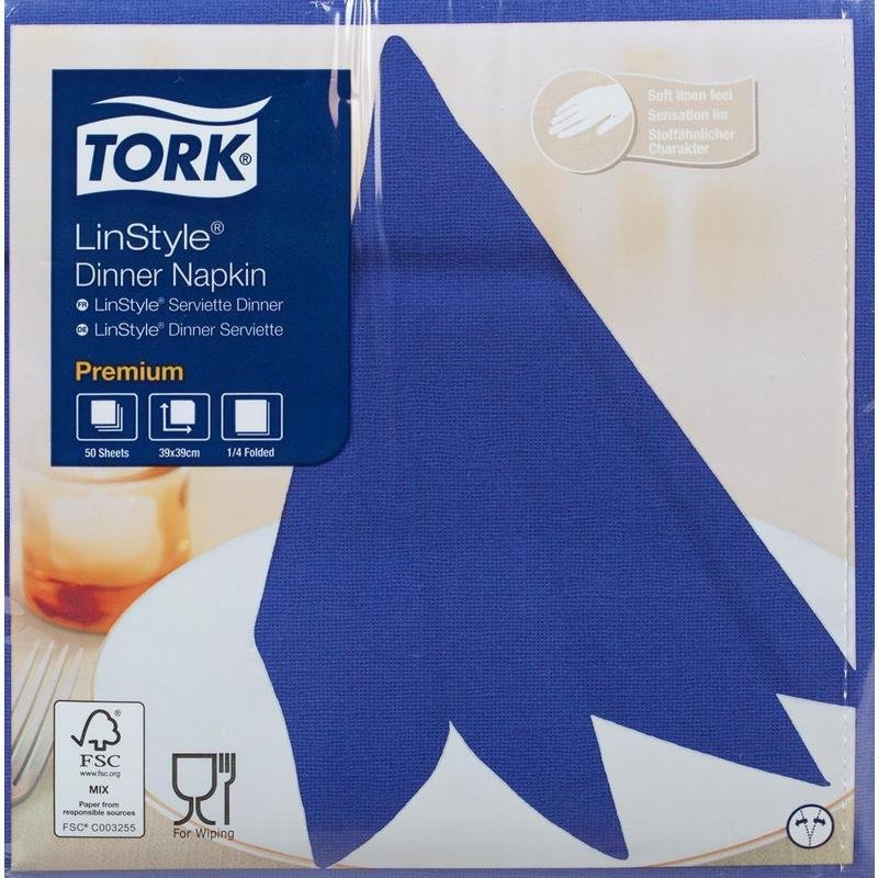 Салфетки бумажные Tork LinStyle Premium 478856 39×39 см синие 1-слойные 50 штук в упаковке