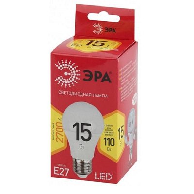 Лампа светодиодная ЭРА LED 15 Вт E27 грушевидная 2700 К теплый белый свет