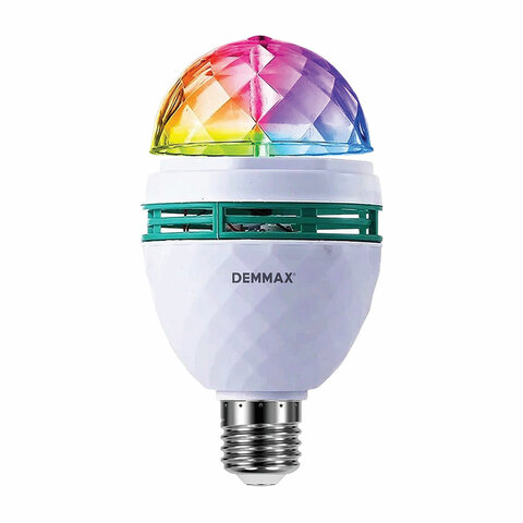 превью Светодиодная проекционная DISCO лампа ERGOLUX LED-A75DIS-3W-E27, вращение на 360 градусов, RGB