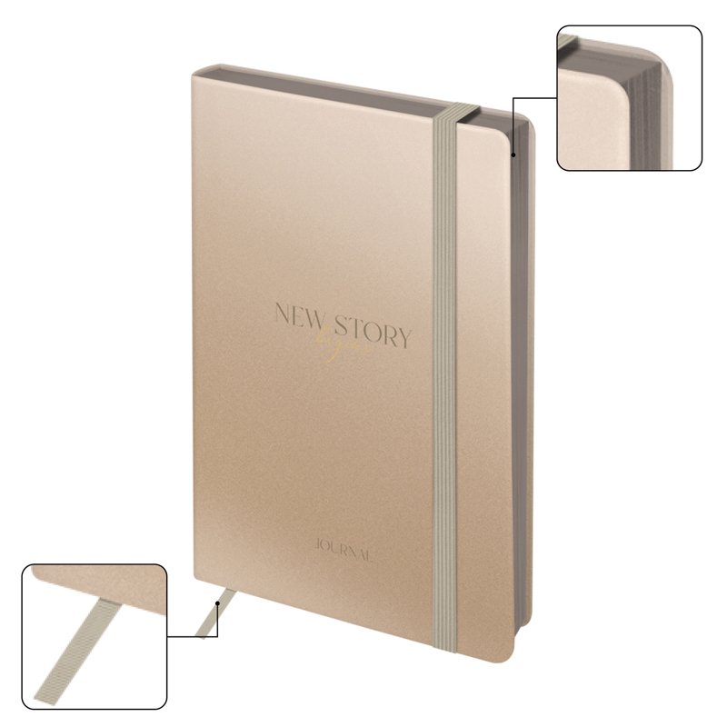 Ежедневник недатированный А5, 136л., кожзам, Greenwich Line «New Story. Beige», тон. блок