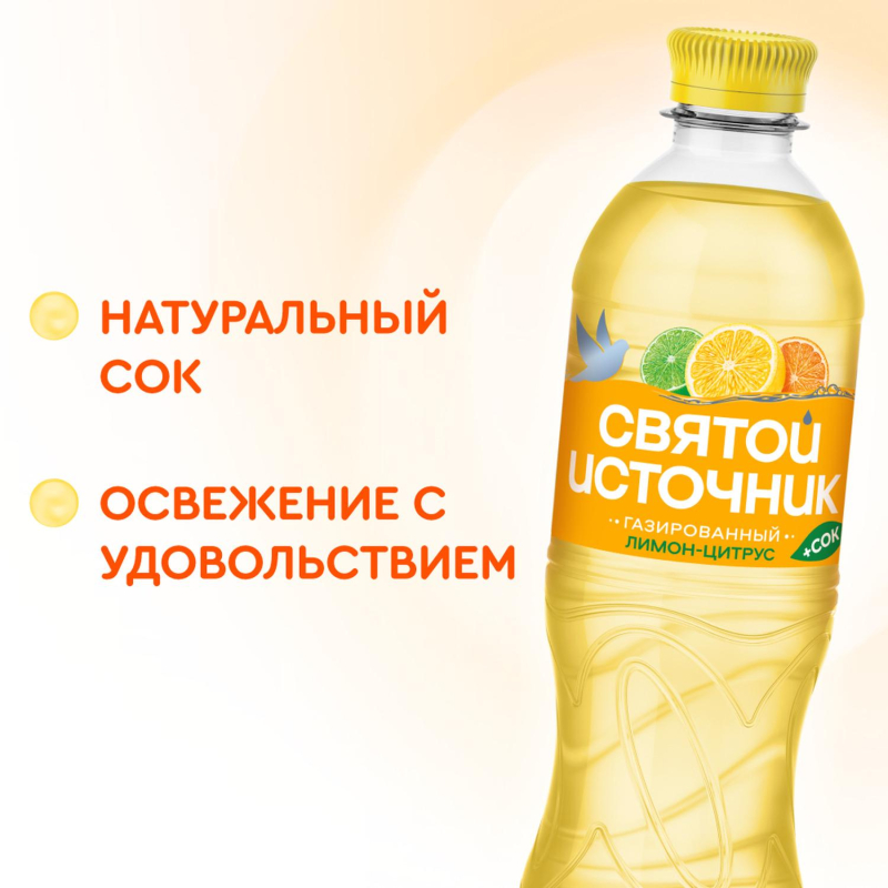 Напиток Святой Источни Вода + Сок со вкусом цитрусов, газ ПЭТ 0.5л