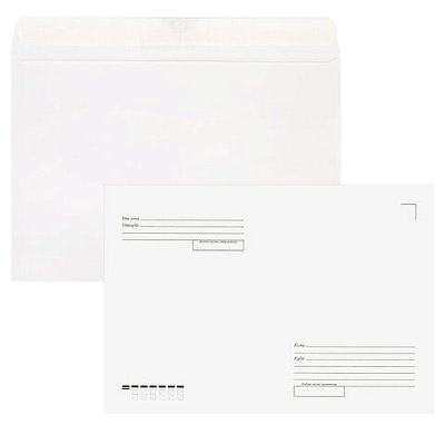 Конверты С4 (229×324 мм), отрывная лента, «Куда-Кому», 100 г/м2, КОМПЛЕКТ 500 шт., STAFF