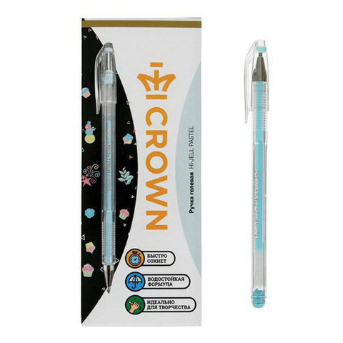 Ручка гелевая Crown «Hi-Jell Pastel» голубая пастель, 0.8мм