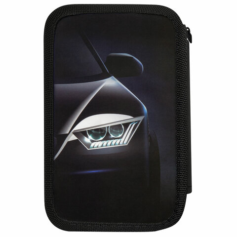 Пенал ПИФАГОР, 3 отделения, ламинированный картон, 19×11 см, «Car flash»