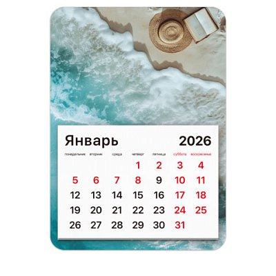 Календарь отрывной на магните на 2026 г., BRAUBERG, 130×180 мм, склейка, «Пляж»