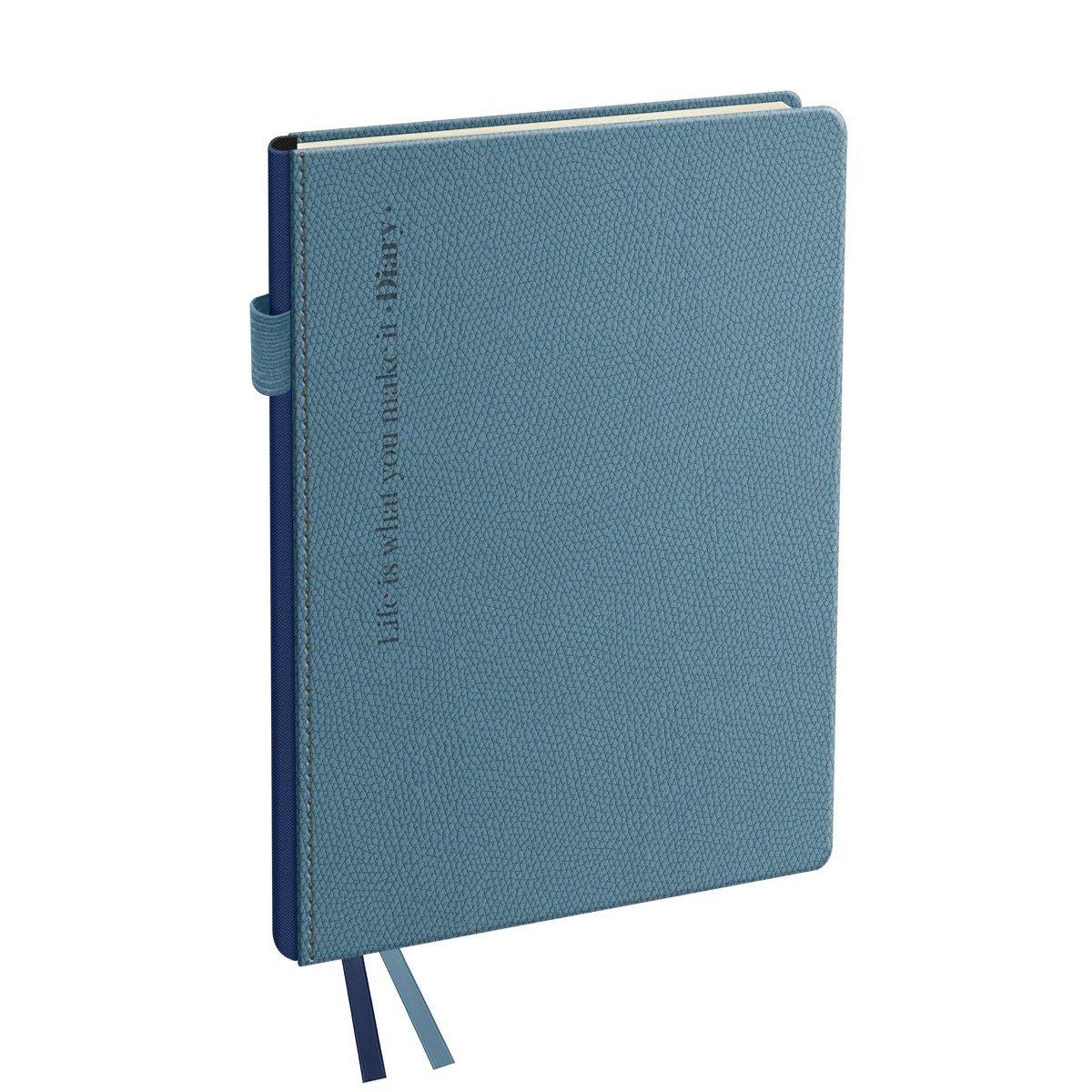 Ежедневник недатированный, А6, 136л., твердый переплет, кожзам, BG «Palm. Steel blue», голубой