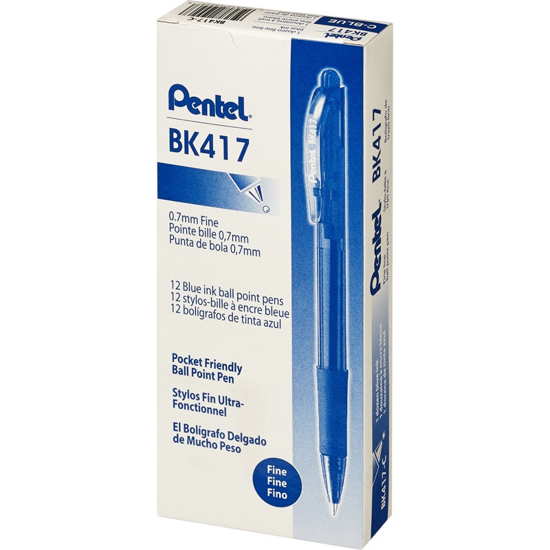 Ручка шариковая PENTEL BK417-С автомат рез.манж.синий ст. 0,3мм