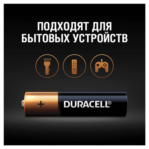 Батарейки Duracell AAA/286/LR03, 1.5В, алкалиновые, 4 шт. в блистере