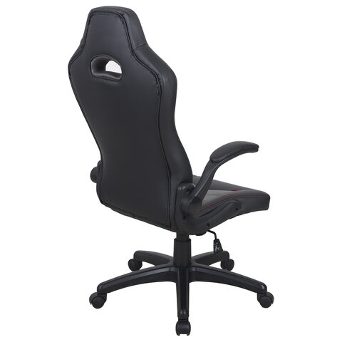 Кресло компьютерное BRABIX «Skill GM-005»откидные подлокотникиэкокожачерное/красное532496