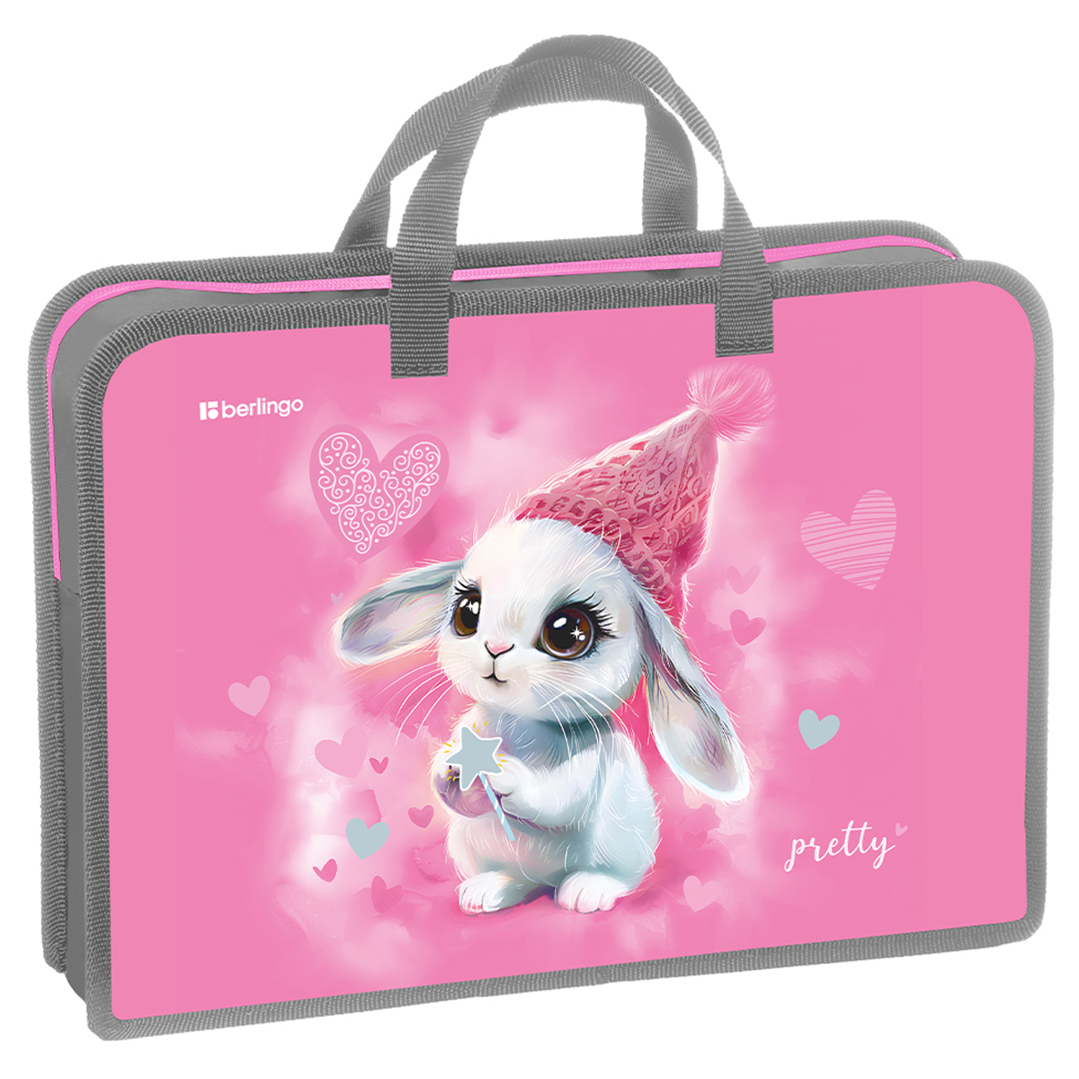превью Папка с ручками 1 отделение, А4 Berlingo «Dreamy Bunny», 340×245×75мм, пластик, на молнии