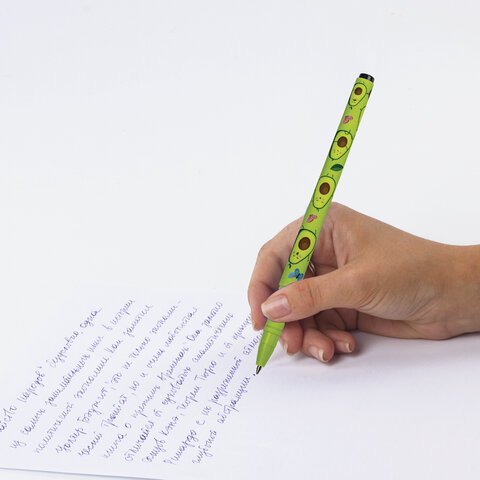 Ручка шариковая BRAUBERG SOFT TOUCH GRIP «AVOCADO», СИНЯЯ, мягкое покрытие, узел 0.7 мм