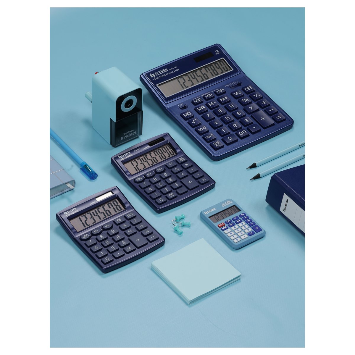 Калькулятор настольный Eleven SDC-805NR-NV, 8 разр., двойное питание, 127×105×21мм, темно-синий