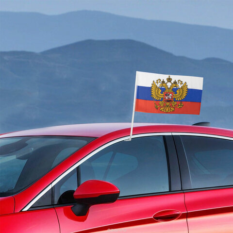 Флаг России автомобильный 30×45 см, с гербом РФ, BRAUBERG, 550179
