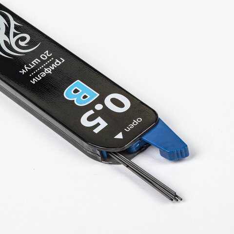 Грифель запасной BRAUBERG «Black Jack», Hi-Polymer, В, 0.5 мм, 20 штук