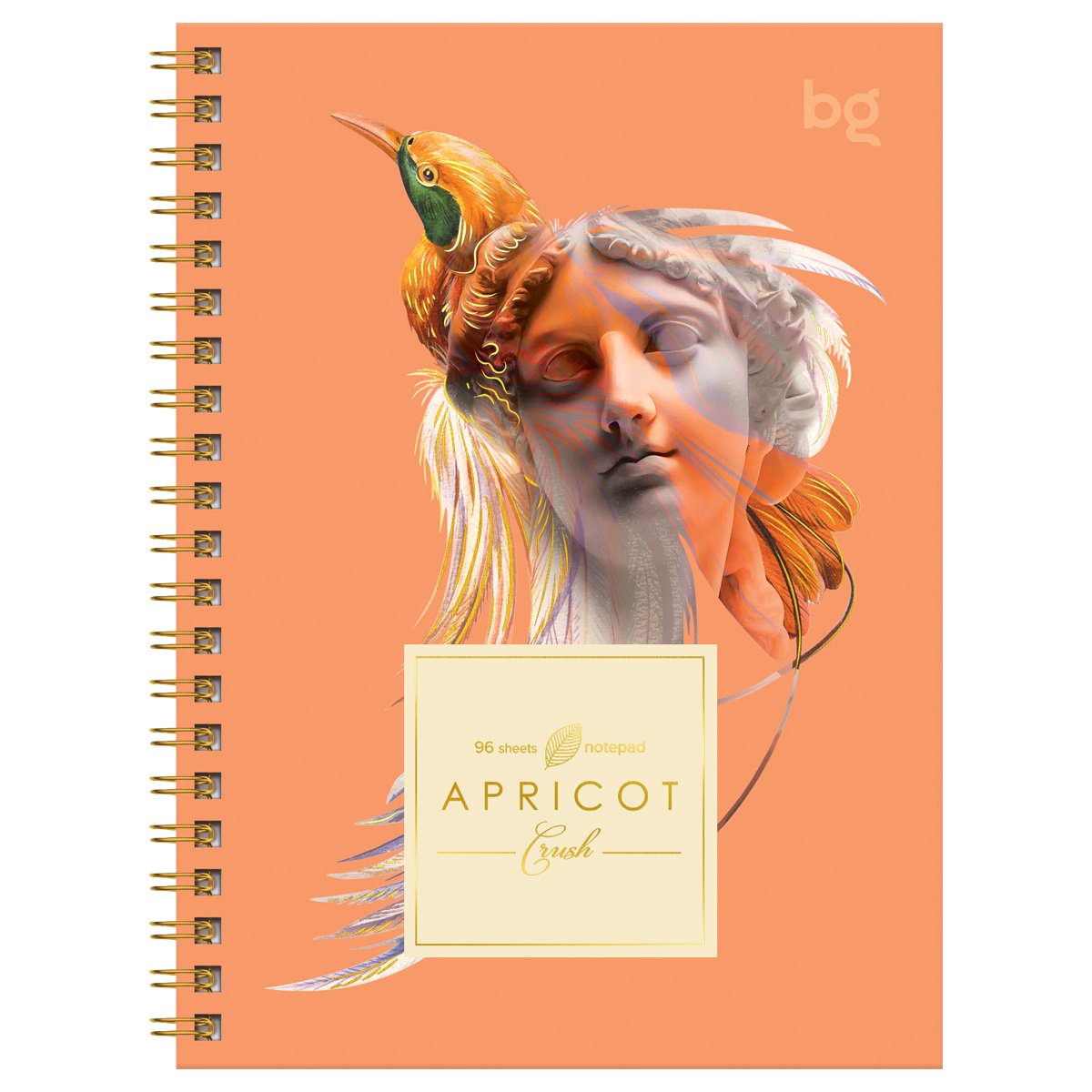 Записная книжка А6 96л., на гребне BG «Apricot Crush», глянцевая ламинация, тиснение фольгой, твердая обложка