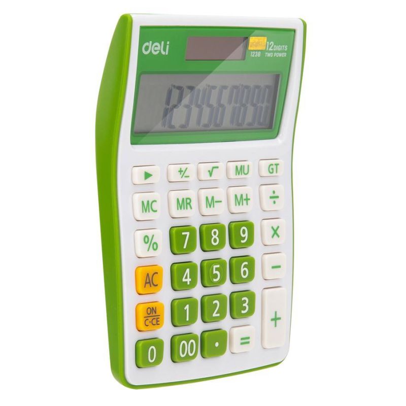Калькулятор настольный Deli E1238/GRN зеленый 12-разр
