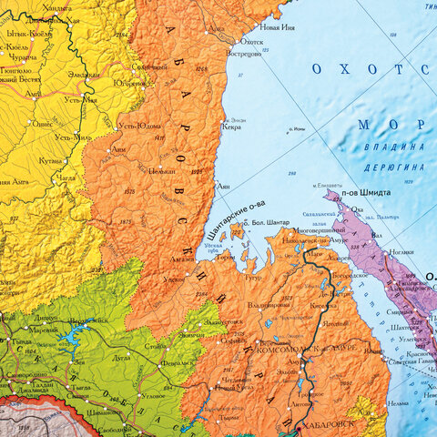 Карта России политико-административная 157×107см, 1:5.5М, интерактивная, европодвес, BRAUBERG
