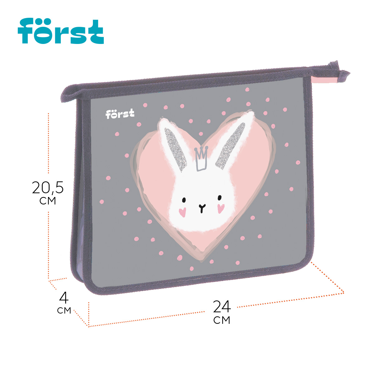 Папка для тетрадей 1 отделение, А5 Först «Little Friend», 240×205×40 мм, пластик, на молнии