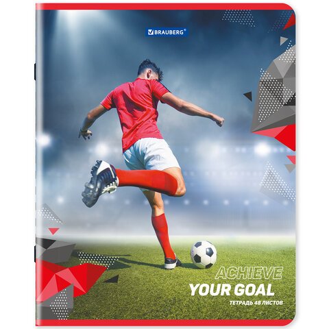 Тетради ДЭК А5 48 л. КОМПЛЕКТ 5 шт., BRAUBERG скоба, клетка, глянцевый лак, «Sport Club»