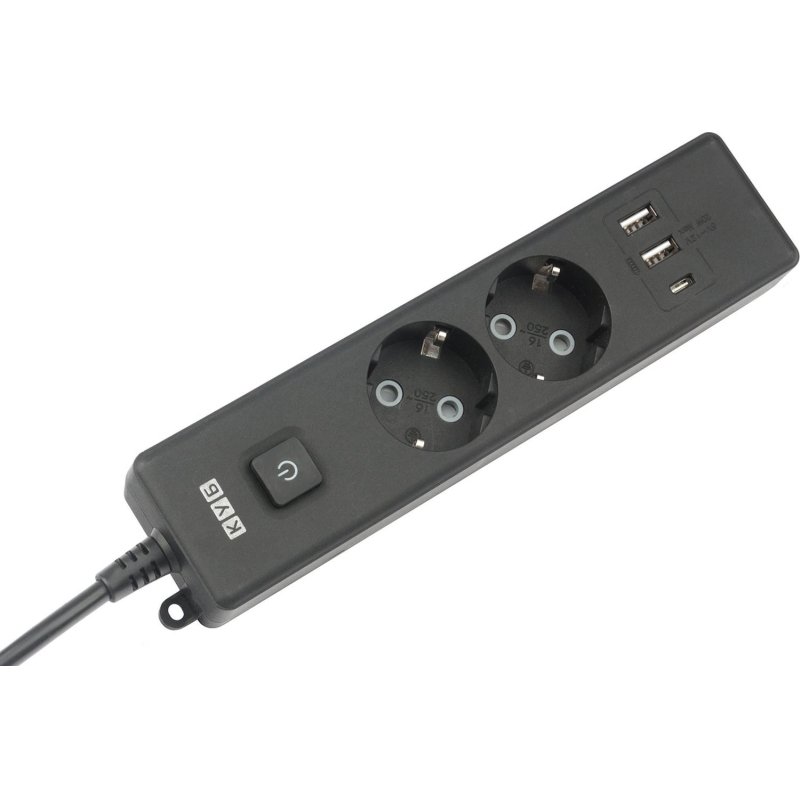 Удлинитель Power Cube, 2р с/з вык.,3USB, 3500 Вт, 16А,1.9 м, 3×1.0 (черный)