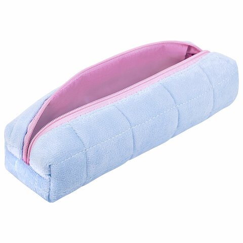 Пенал BRAUBERG, мех, 21×6х6 см, голубой/розовый