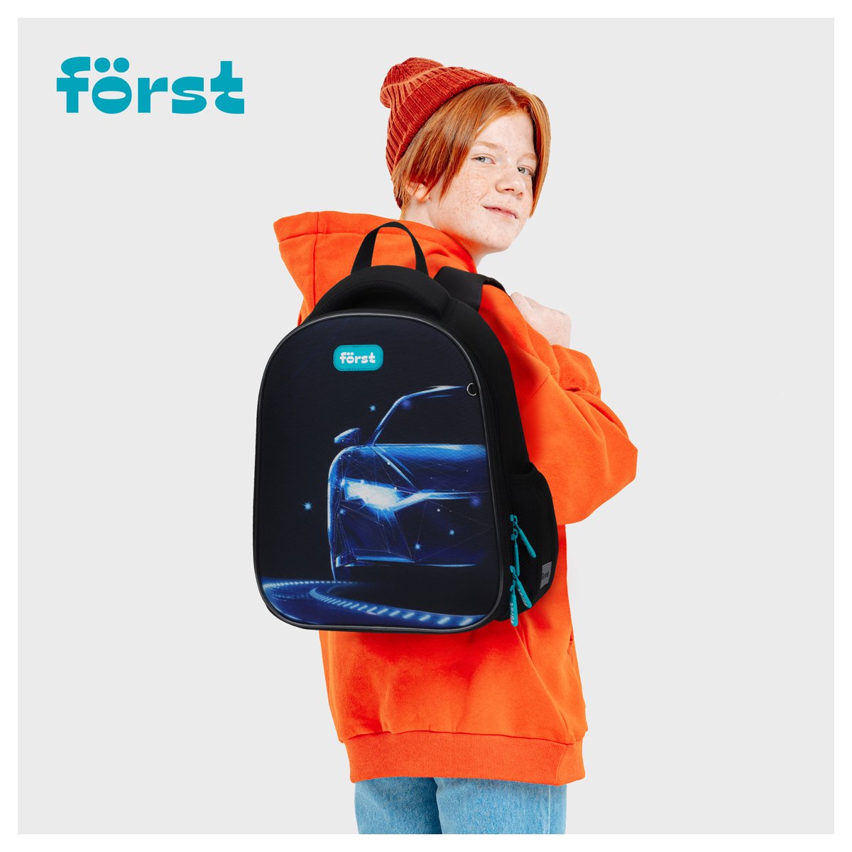 Ранец Först F-Top облегченный «Automotive» 36×28×15см, 2 отделения, 2 кармана, анатомическая спинка