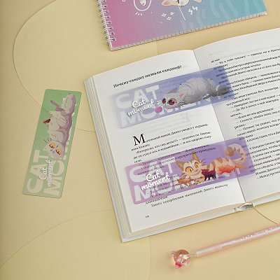 Закладки для книг, 3шт., 135×45мм, MESHU «Сat moment»