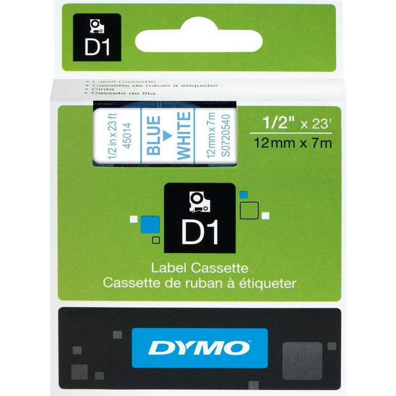 превью Картридж для этикет-принтеров DYMO LM150, LP350, PC II (12 мм x 7м, белая лента/синий шрифт)