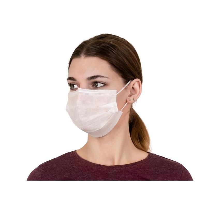 Маска медицинская одноразовая Клевер-про трехслойная белая (50 штук в упаковке)