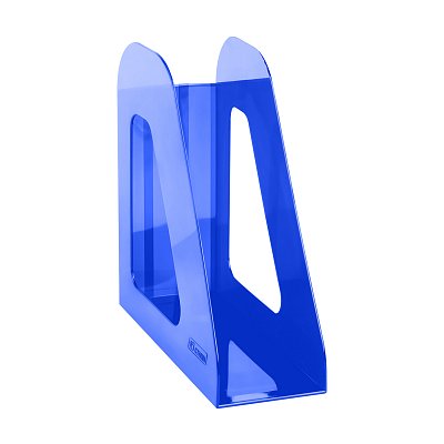 Лоток для бумаг вертикальный СТАММ «Фаворит», тонированный синий, ширина 90мм