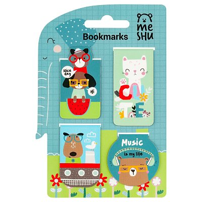 Закладки магнитные для книг, 4шт., MESHU «Best friends», матовая ламинация