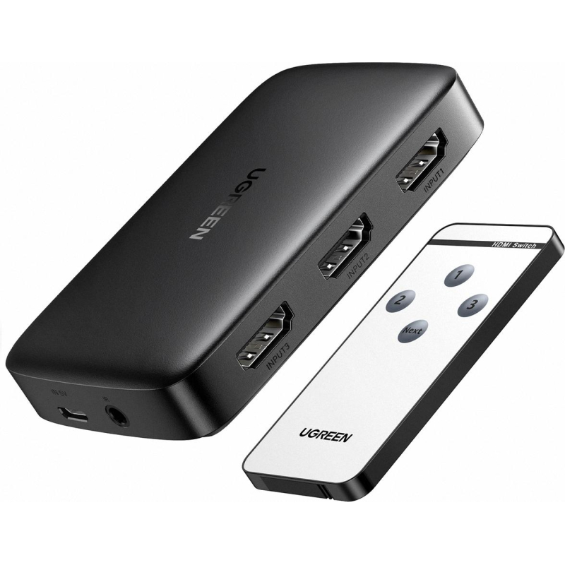 превью Разветвитель UGREEN CM332 3xHDMI 1.4. 4K с пультом ДУ (80125)