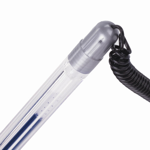 Ручка шариковая настольная BRAUBERG «Counter Pen», СИНЯЯ, пружинка, корпус серебристый, 0.5 мм, 143258