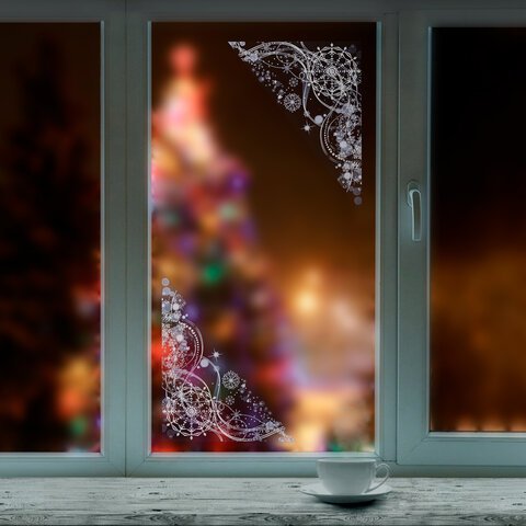 Украшение для окон и стекла ЗОЛОТАЯ СКАЗКА «Зимние узоры 2», 30×38 см, ПВХ