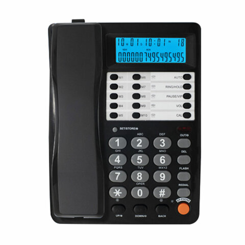 Телефон RITMIX RT-495 black, АОН, спикерфон, память 60 ном., тональный/импульсный режим, черный
