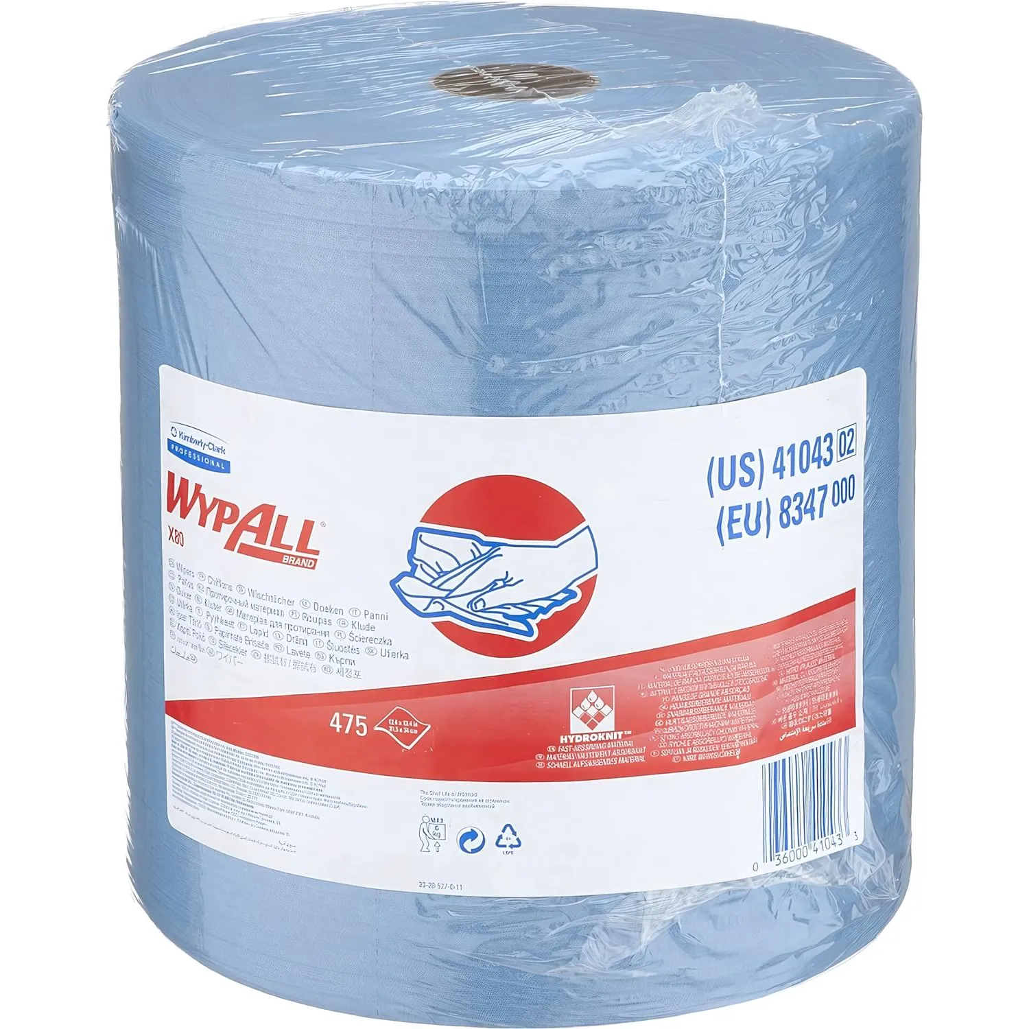 Материал протирочный нетканый в рулоне Kimberly-Clark WypAll X80 475 листов 31.5x34 см голубой 1-слойный 105 г/кв.м
