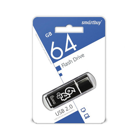 Флеш-память SmartBuy Glossy 64 Gb USB 2.0 черная