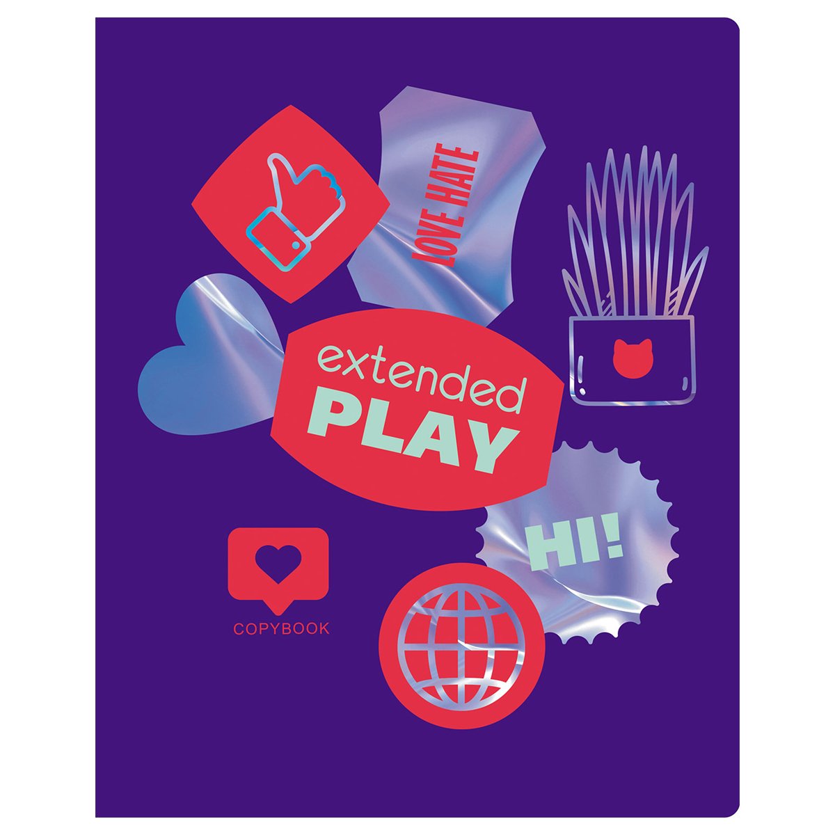 Тетрадь 96л., А5, линия BG «Stickers», тиснение голографической фольгой