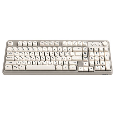 Клавиатура проводная USB, 102+98 клавиш, LED-подсветка, SONNEN K620, слоновая кость / серая