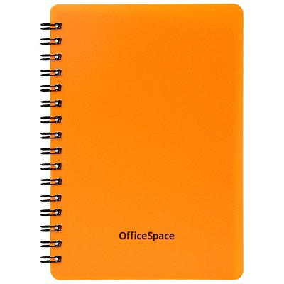 Записная книжка А6 60л. на гребне OfficeSpace «Neon», оранжевая пластиковая обложка