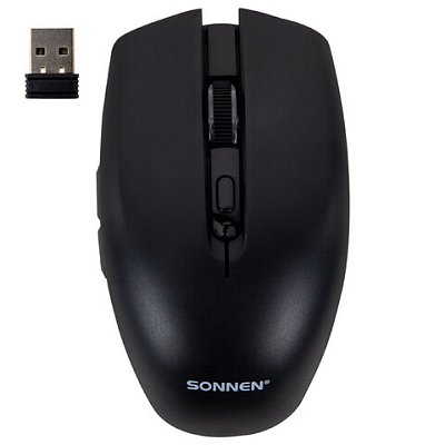 Мышь беспроводная USB, 800/1200/1600 dpi, 5 кнопок + колесо-кнопка, оптическая, SONNEN Q80, черная