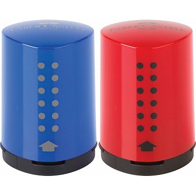 Точилка FABER-CASTELL «Grip 2001 Mini», с контейнером, пластиковая, красная/синяя