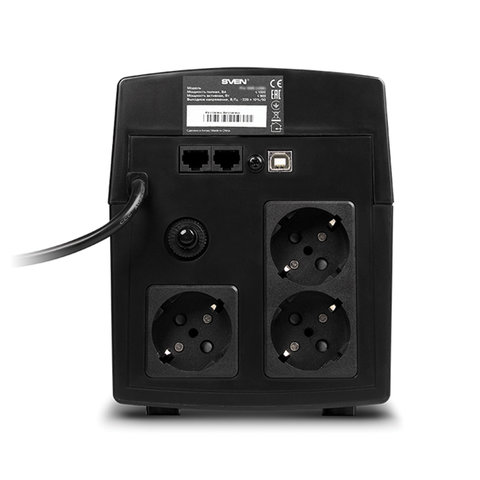 Источник бесперебойного питания SVEN Pro 1500, 1500VA (900W), 3 евророзетки, 2 розетки RJ45