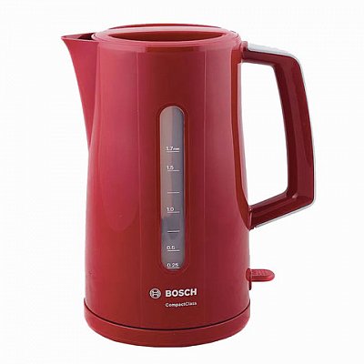 Чайник BOSCH TWK3A014, 1.7 л, 2400 Вт, закрытый нагревательный элемент, пластик, красный