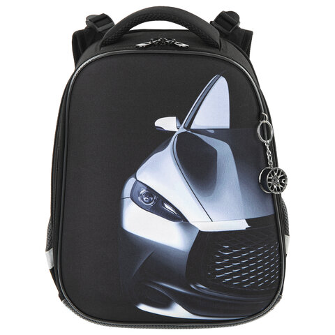 Ранец BRAUBERG PREMIUM, 2 отделения, с брелком, «Fast car», 38×29х16 см