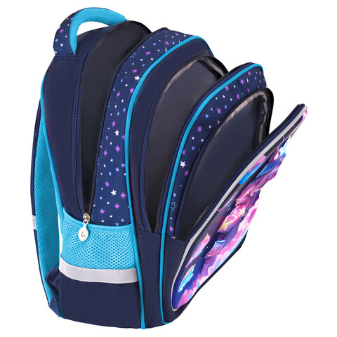 Рюкзак BRAUBERG KIDS FLOSSY, 2 отделения, 3 кармана, «Sky girl», 3D-панель, 40×28х18 см
