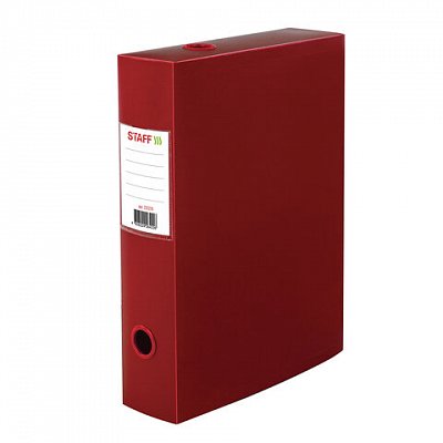 Короб архивный (330×245 мм), 70 мм, пластик, разборный, до 750 листов, красный, 0.7 мм, STAFF, 237276