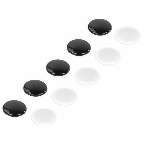Магниты BRAUBERG BLACK&WHITE УСИЛЕННЫЕ 30 мм, НАБОР 10 шт, черные/белые