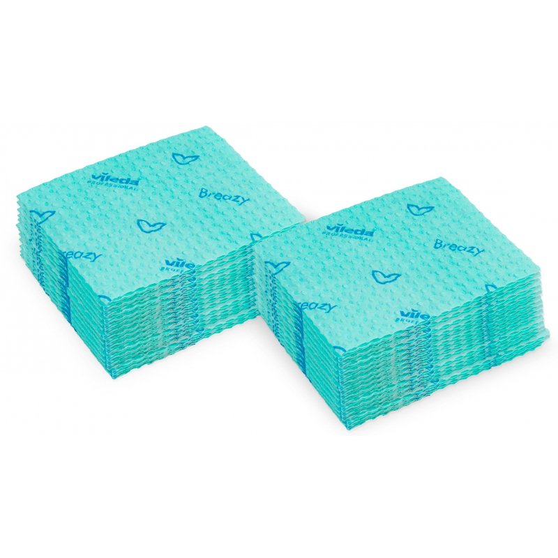 Салфетки хозяйственные Vileda Professional Бризи микрофибра 35.5×35 см зелёные 25 штук в упаковке (арт. производителя 161619)