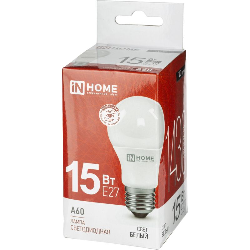 превью Лампа светодиодная LED-A60-VC 15Вт 230В Е27 4000К 1430 Лм IN HOME